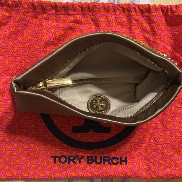 Tory Burch Metallic Gold and Rich Brown Clutch - Picture 3 of 5